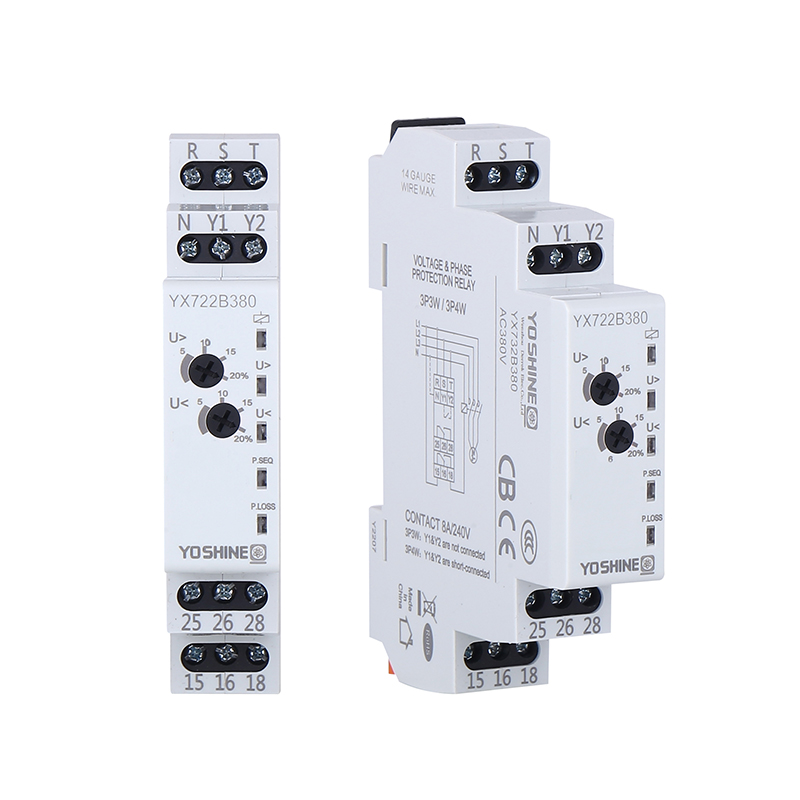 YX722BA01 DPDT Relé de protección de voltaje trifásico de tres hilos/trifásico de cuatro hilos